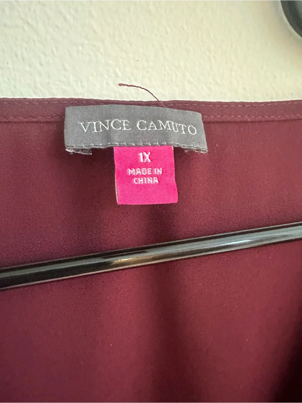 Vince Camuto Burgundy V-Neck Ruffle Sleeve Blouse